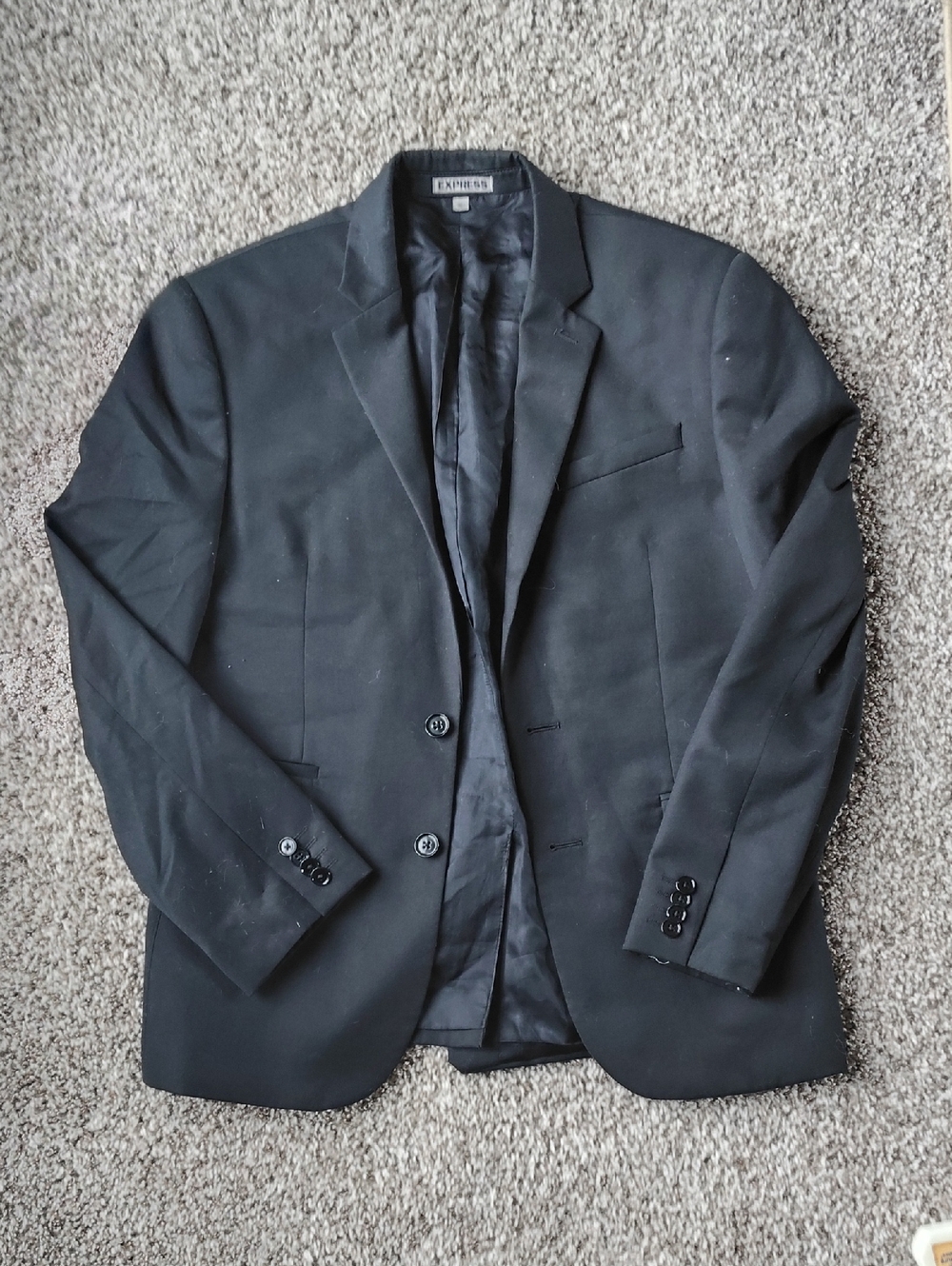 Express Black Men's Two-Button Notch Lapel Wool Blazer